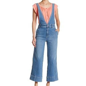Plunging Denim Overalls